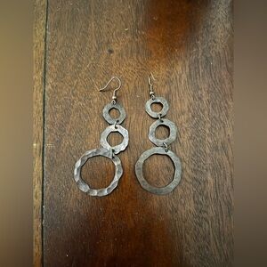 Copper Hammered Circle Dangle Earrings